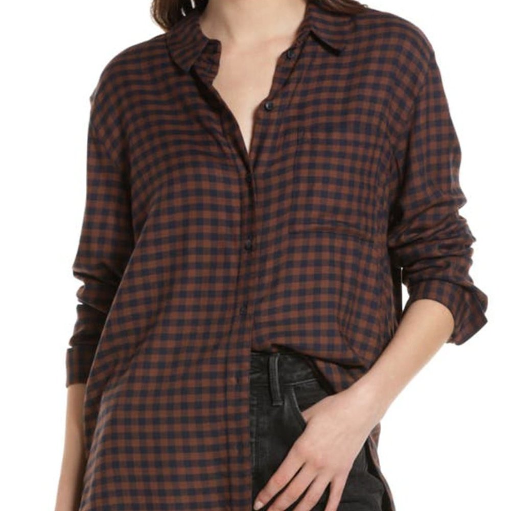 TREASURE & BOND plaid boyfriend shirt Size: L